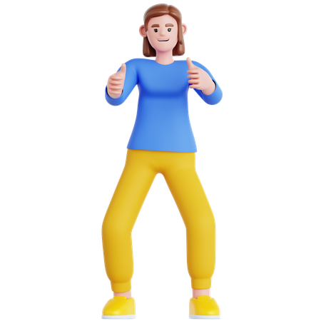 Woman giving Two Thumbs Up  3D Illustration