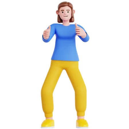 Woman giving Two Thumbs Up  3D Illustration