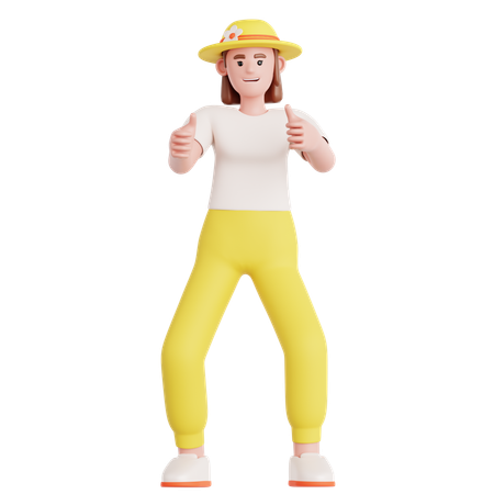 Woman giving Two Thumbs Up  3D Illustration