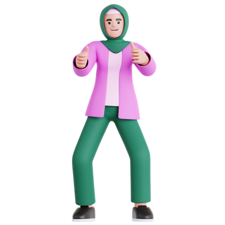 Woman giving Two Thumbs Up  3D Illustration