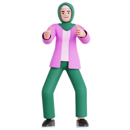 Woman giving Two Thumbs Up  3D Illustration