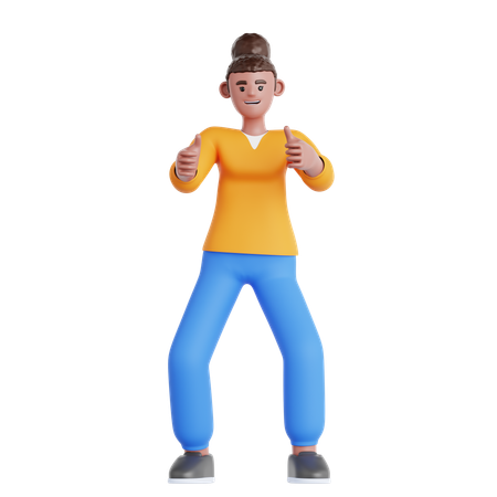 Woman giving Two Thumbs Up  3D Illustration