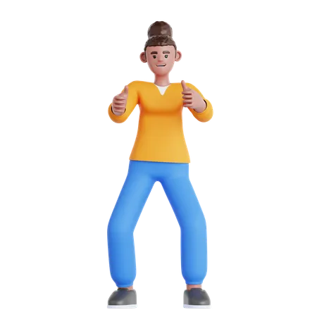 Woman giving Two Thumbs Up  3D Illustration