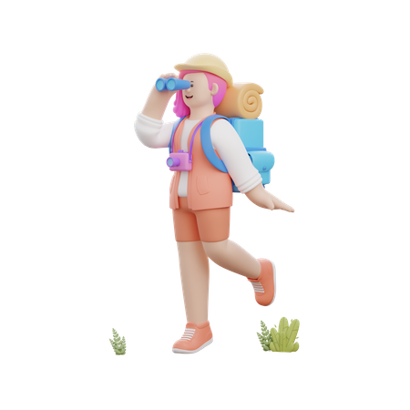 Woman Going Adventure  3D Illustration