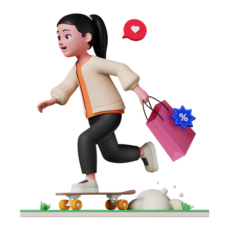 Woman going for shopping  3D Illustration