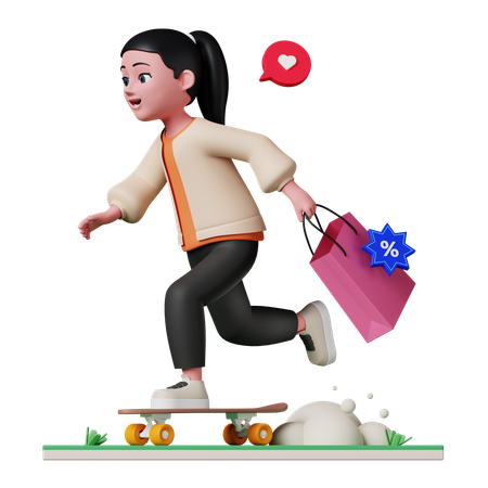 Woman going for shopping  3D Illustration