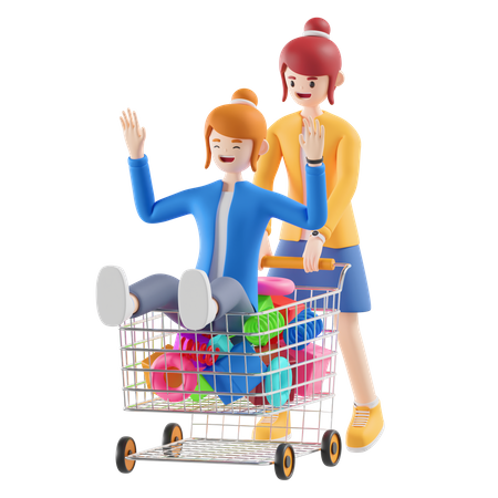 Woman going for shopping  3D Illustration