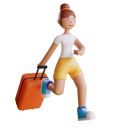 Woman going on vacation 3D Illustration