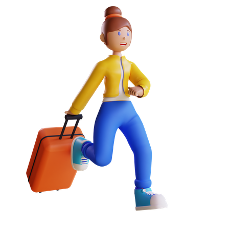 Woman going on vacation  3D Icon