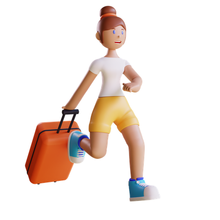 Woman going on vacation  3D Icon