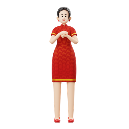 Woman Greeting  3D Illustration