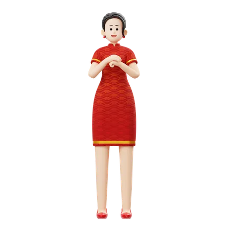 Woman Greeting  3D Illustration