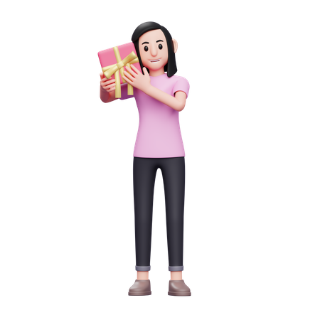 Woman guessing valentine gift  3D Icon