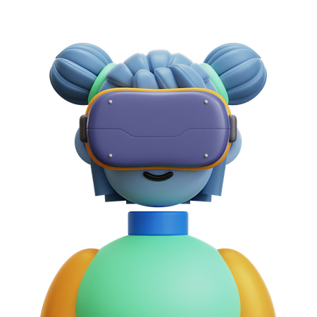 Woman Hair Tail with VR Glasses  3D Icon