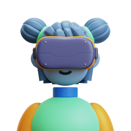 Woman Hair Tail with VR Glasses 3D Icon