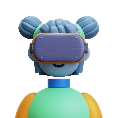 Woman Hair Tail with VR Glasses 3D Icon
