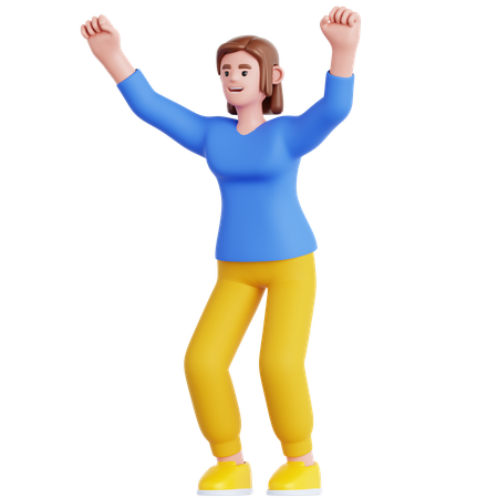 Woman Happy Celebration  3D Illustration