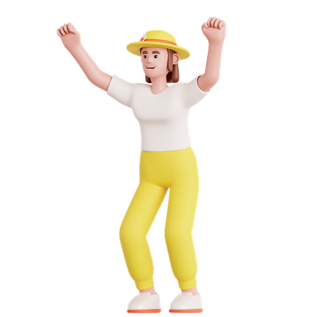 Woman Happy Celebration  3D Illustration