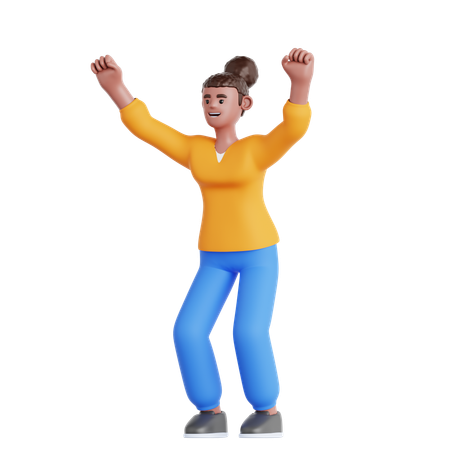 Woman Happy Celebration  3D Illustration