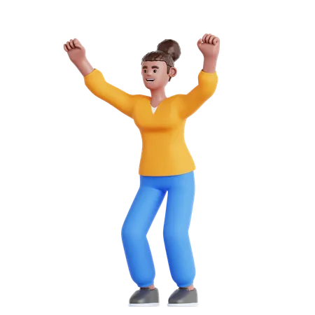 Woman Happy Celebration  3D Illustration