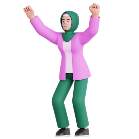 Woman Happy Celebration  3D Illustration