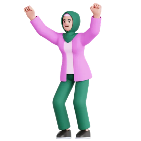 Woman Happy Celebration  3D Illustration