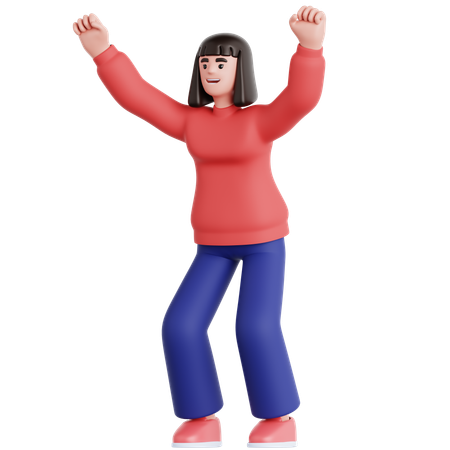 Woman Happy Celebration  3D Illustration