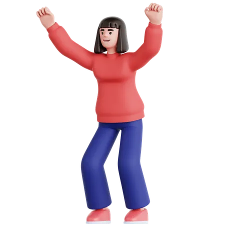 Woman Happy Celebration  3D Illustration