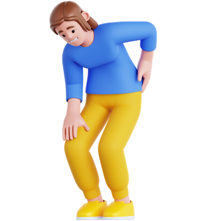 Woman Have a Back Pain  3D Illustration