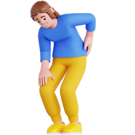 Woman Have a Back Pain  3D Illustration