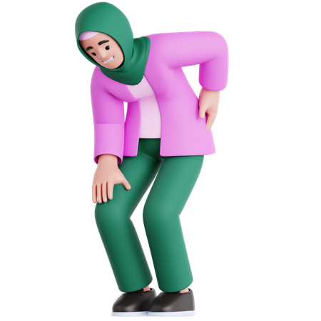 Woman Have a Back Pain  3D Illustration