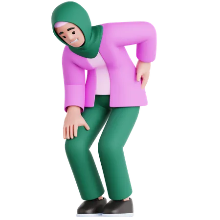 Woman Have a Back Pain  3D Illustration