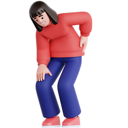 Woman Have a Back Pain  3D Illustration