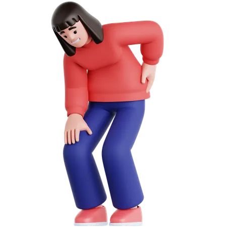 Woman Have a Back Pain  3D Illustration