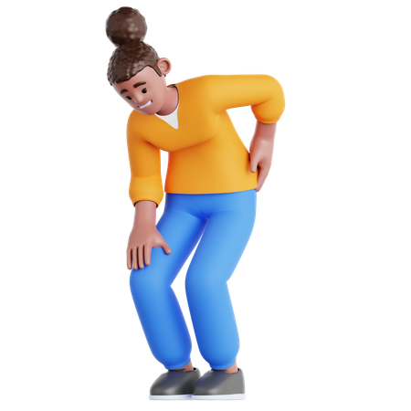 Woman Have a Back Pain  3D Illustration