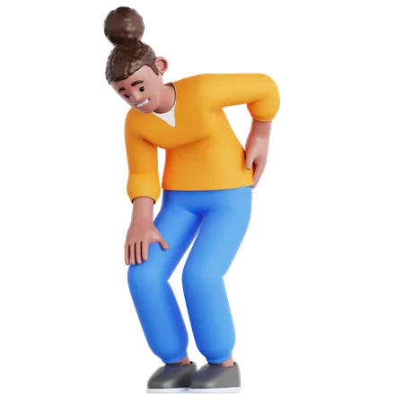 Woman Have a Back Pain  3D Illustration