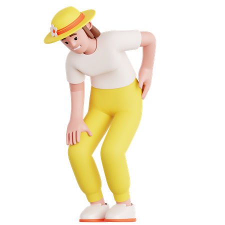 Woman Have a Back Pain  3D Illustration