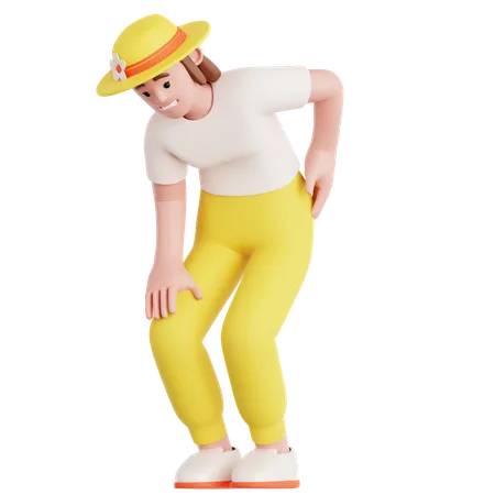 Woman Have a Back Pain  3D Illustration