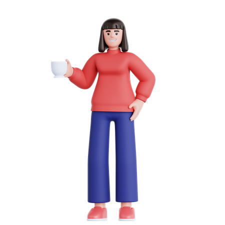 Woman Have a Coffee Break  3D Icon