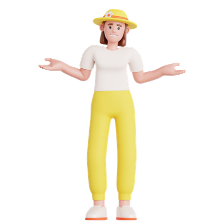 Woman Have No Idea  3D Illustration