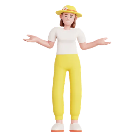 Woman Have No Idea  3D Illustration