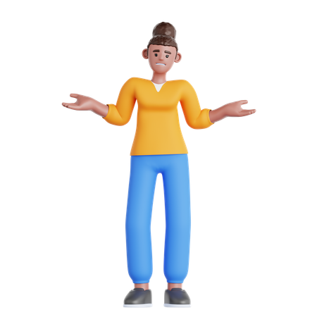 Woman Have No Idea  3D Illustration