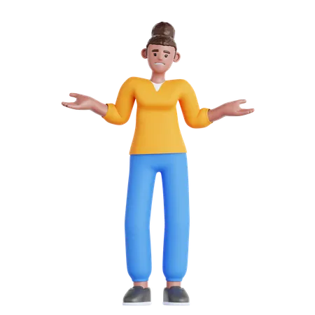 Woman Have No Idea  3D Illustration