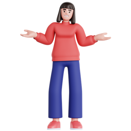 Woman Have No Idea  3D Illustration