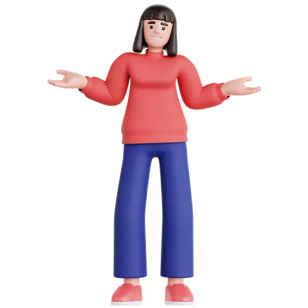 Woman Have No Idea  3D Illustration