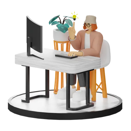 Woman Having Idea  3D Illustration