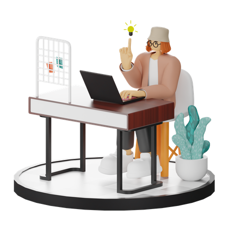 Woman Having Idea  3D Illustration