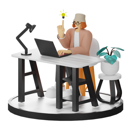 Woman Having Idea  3D Illustration