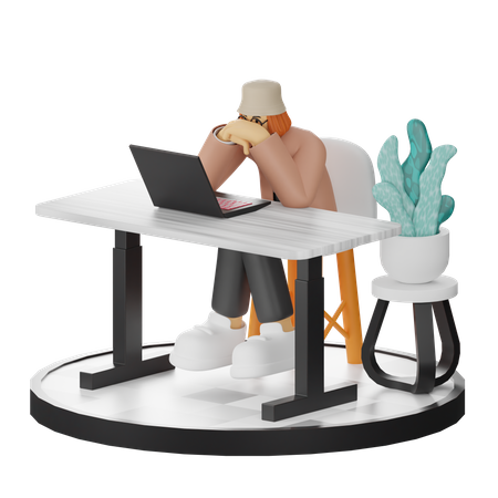 Woman Having Work Stress  3D Icon