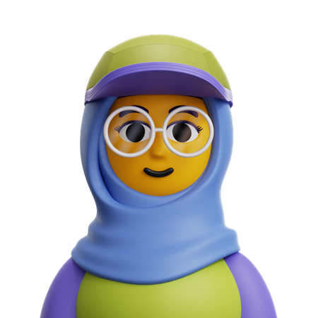 Woman Hijab with Glasses  3D Icon